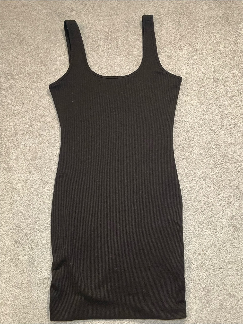 Love Tree Black Ribbed Mini Tank Dress